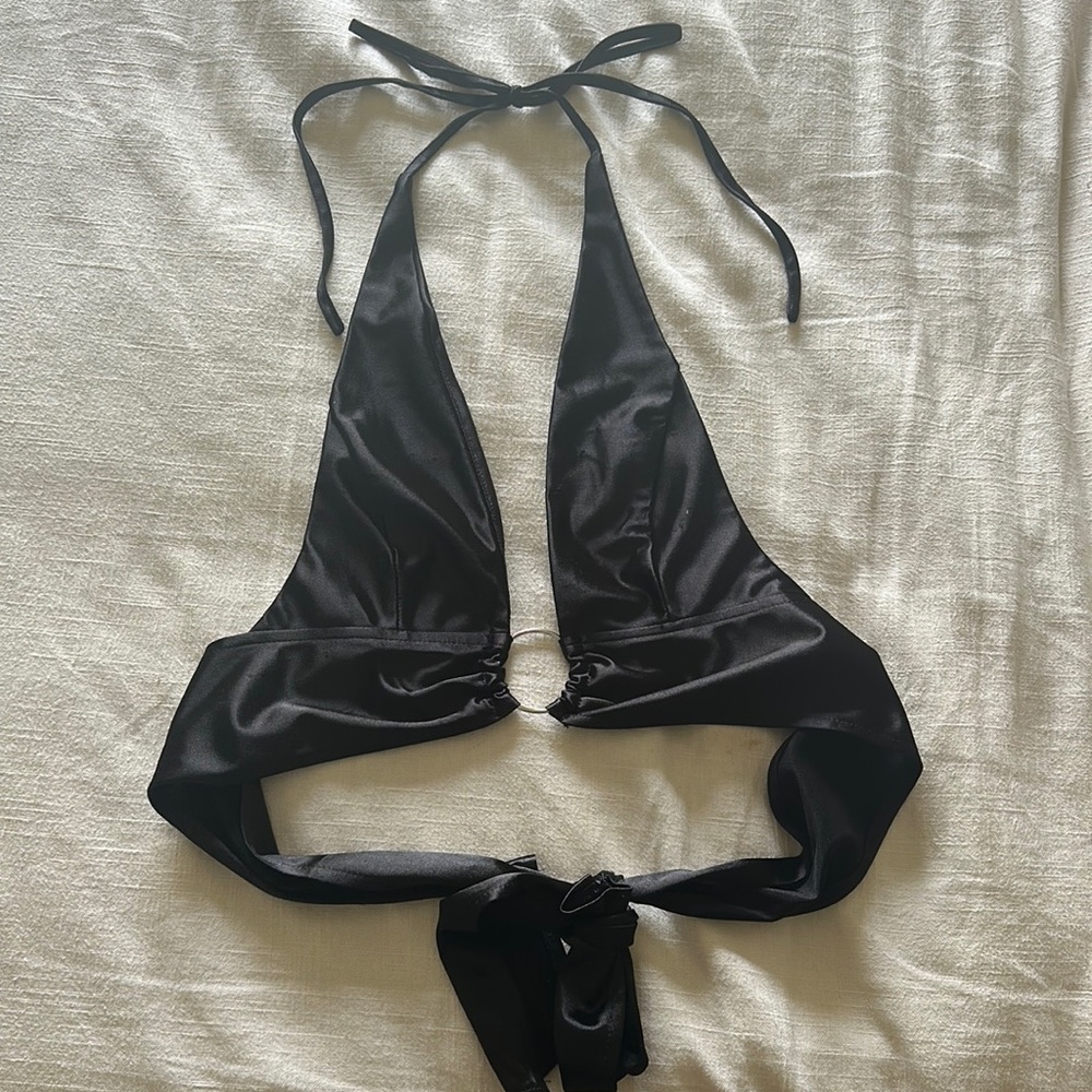 Black open/tie back halter top